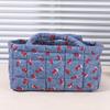 Floral Quilted Baskets with Handles Collapsible Floral Laundry Hamper Portable Folding Storage Basket for Household Kitchen