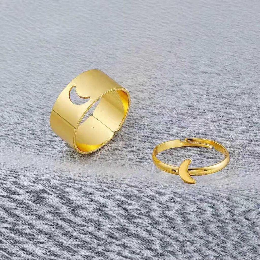 Fashion Hollow Matching Rings Set for Teen Girls Mens Engagement Adjustable Open Punk Jewelry