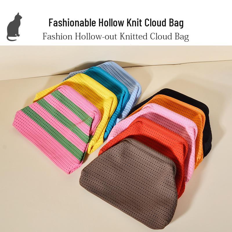 Nuova Borsa da Spiaggia Lavorata a Maglia: Elegante Pochette a Nuvola con Grande Capienza e Design Color Block