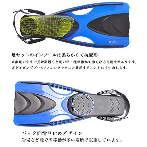 MORGEN SKY Strap Fins for Swimming, Snorkeling, and Diving, YF88 (Green, S/M (Japanese Size 24-25.5))