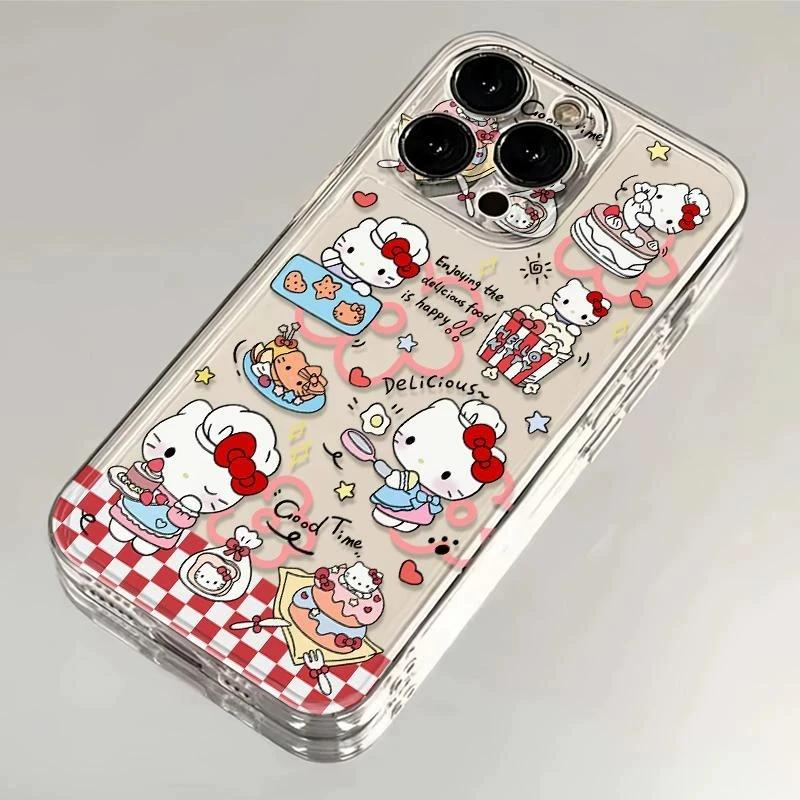 

Cute Hello Kitty Clear Phone Case, Kawaii Food Snack Collage Shockproof Cover For IPhone iPhone 13 PRO MAX разноцветный