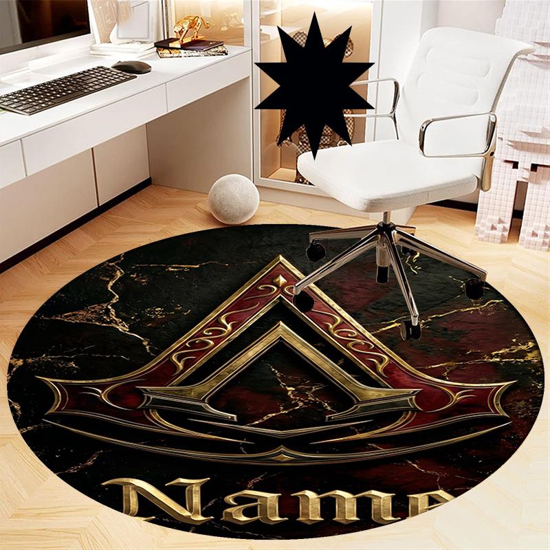 Custom Name Assassin's Creed Printed Round Rug Carpet Chair Rug Area Rug Entryway Doormats,for Office Chair Living Room Bedroom Kitchen Room.