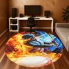 1PC Fire Lightning Round Chair mat Area Rug - Non-Slip, Floor Mat for Office, Bedroom, and Indoor Decor -Gift D1127250
