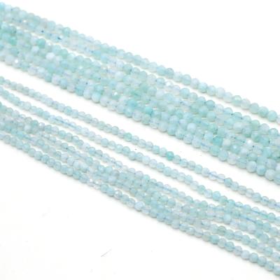 1 filo di perline di pietra naturale sfaccettata, acquamarina rotonda, perline, perline distanziatrici sciolte per la creazione di gioielli, collane, braccialetti fai da te, accessori
