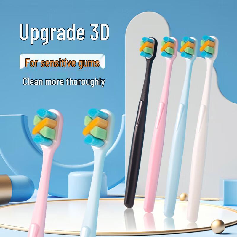 Little Ox Adventure 3D Soft Bristle Sensitive Gum Toothbrush 4-Pack
