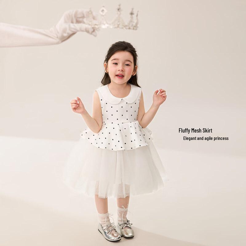 LUSON Baby Girls  Polka Dot Mesh Princess Dress 130