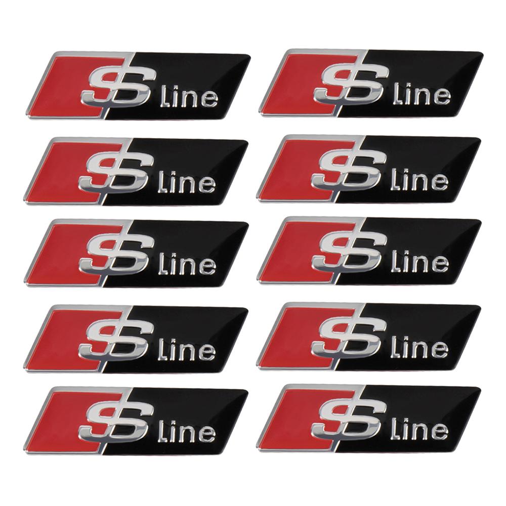 2026 2/5/10Pcs Car RS Sline Badge Steering Wheel Sticker Accessories for Audi Sline A4 B7 B8 B9 A3 8P 8V 8L A5 A6 C6 C5 C7 A1 Q2 Q3