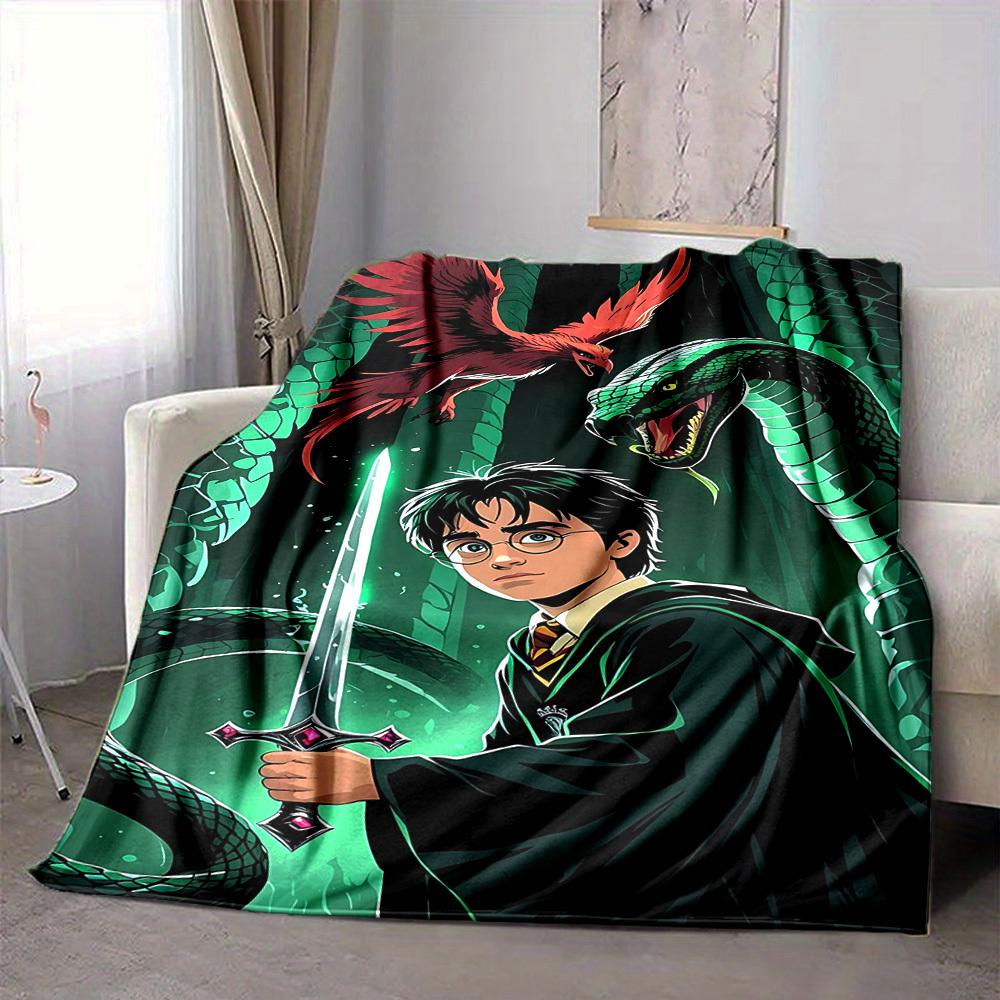 1pc Harry Potter Blanket Lightweight Flannel Throw For Sofa, Bed, Travel, Livingroom, Office, Couch, Chair, And Bed