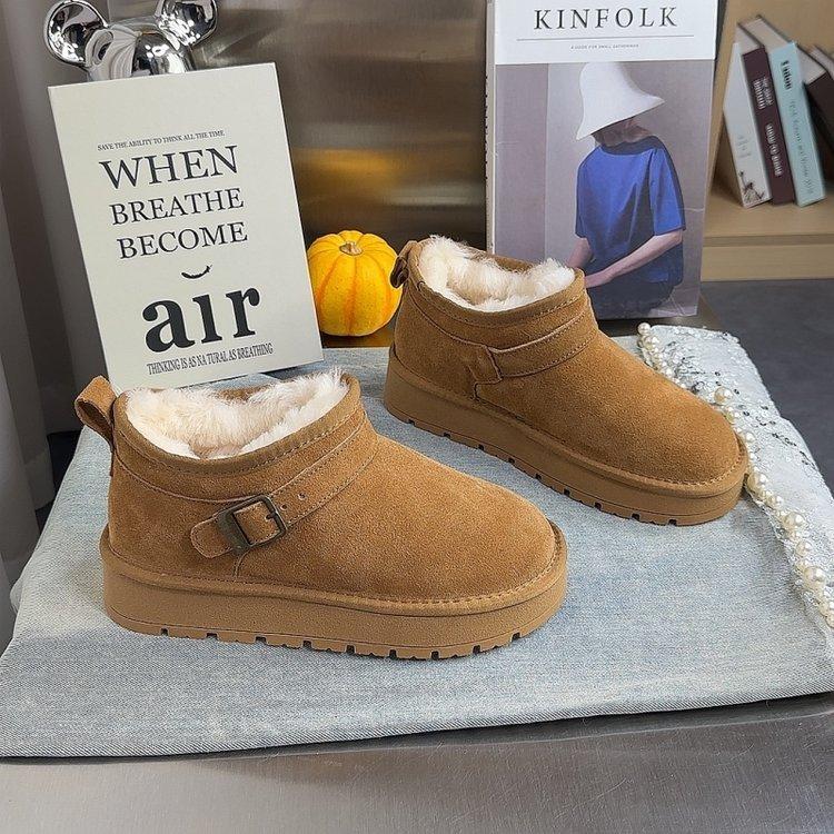 Soft leather version~ Northeast snow boots short boots 2025 winter new velvet thickened warm thick-soled non-slip cotton boots for women