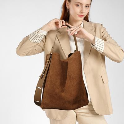 Women's Autumn and Winter Large-capacity Shoulder Bag for Girls, High-end Sense, Suede Handbag, Crossbody Leather Bucket Bag for Women