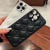 Plated Leather PU Plaid Grid Pattern Phone Case for iPhone 16 Plus and Pro Max