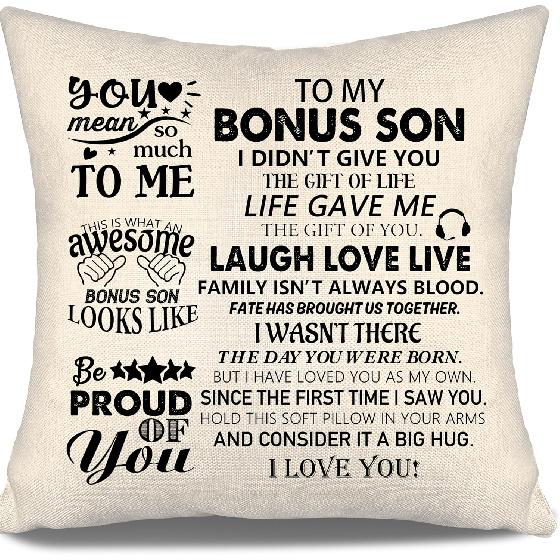 To My Bonus Daughter Gift Ideas Throw Pillow Covers for Bonus Daughter from Bonus Mom Bonus Dad Birthday Graduation Thanksgiving