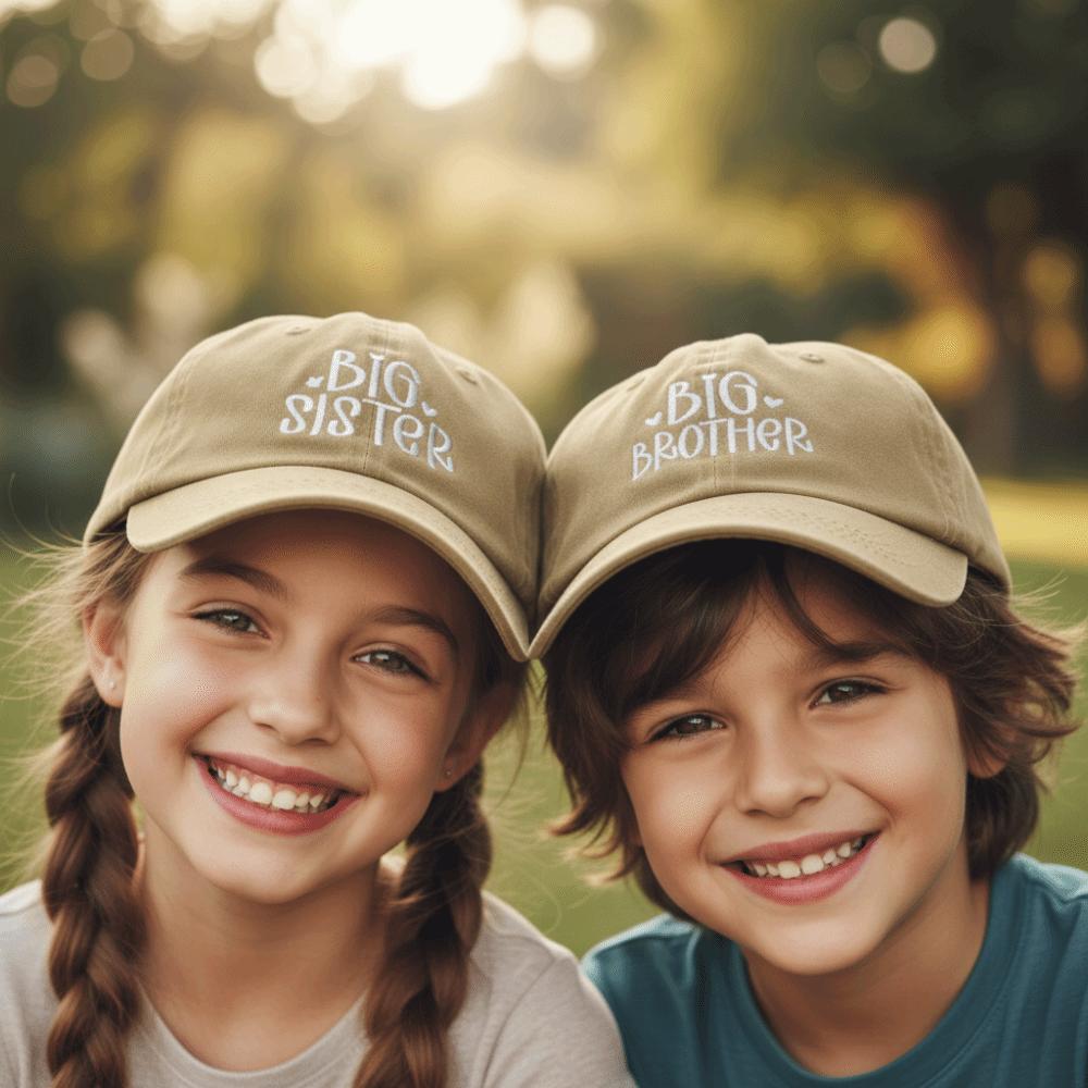 Verstellbare Big Brother Big Sister Kappen Gewaschene Baumwolle Kinder Papa Hut Geschwister Baseballkappen Geschenke