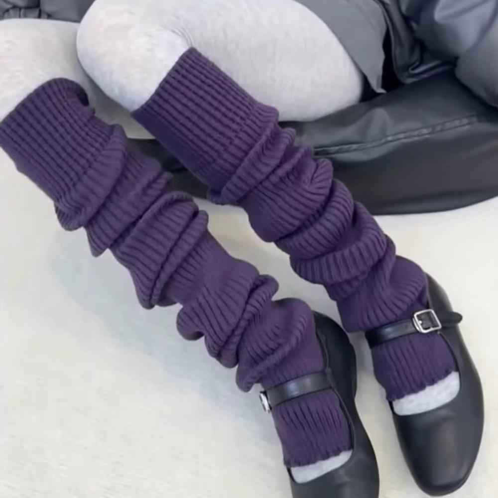 Einfarbige Plüschsocken Über Knie Röhre Ballett Joghurt Beinwärmer JK Lange Beinsocke Herbst