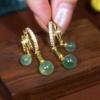 Zircon Golden Bamboo Jade Bead Pendant Earrings For Women Fashionable Personalized Daily Accessory Party  Birthday Gifts
