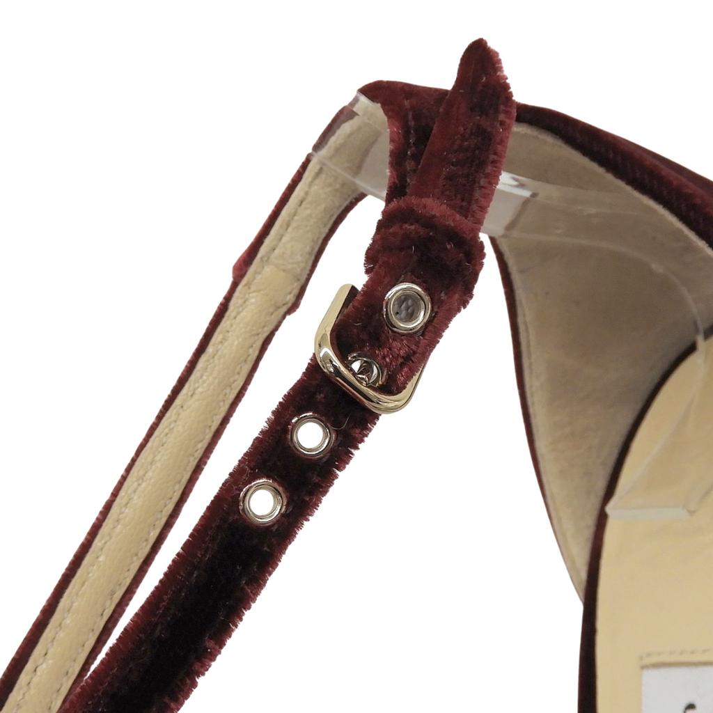 Pristine JIMMY CHOO Sandals PATTIE130 Bordeaux Velvet Women 36 Used