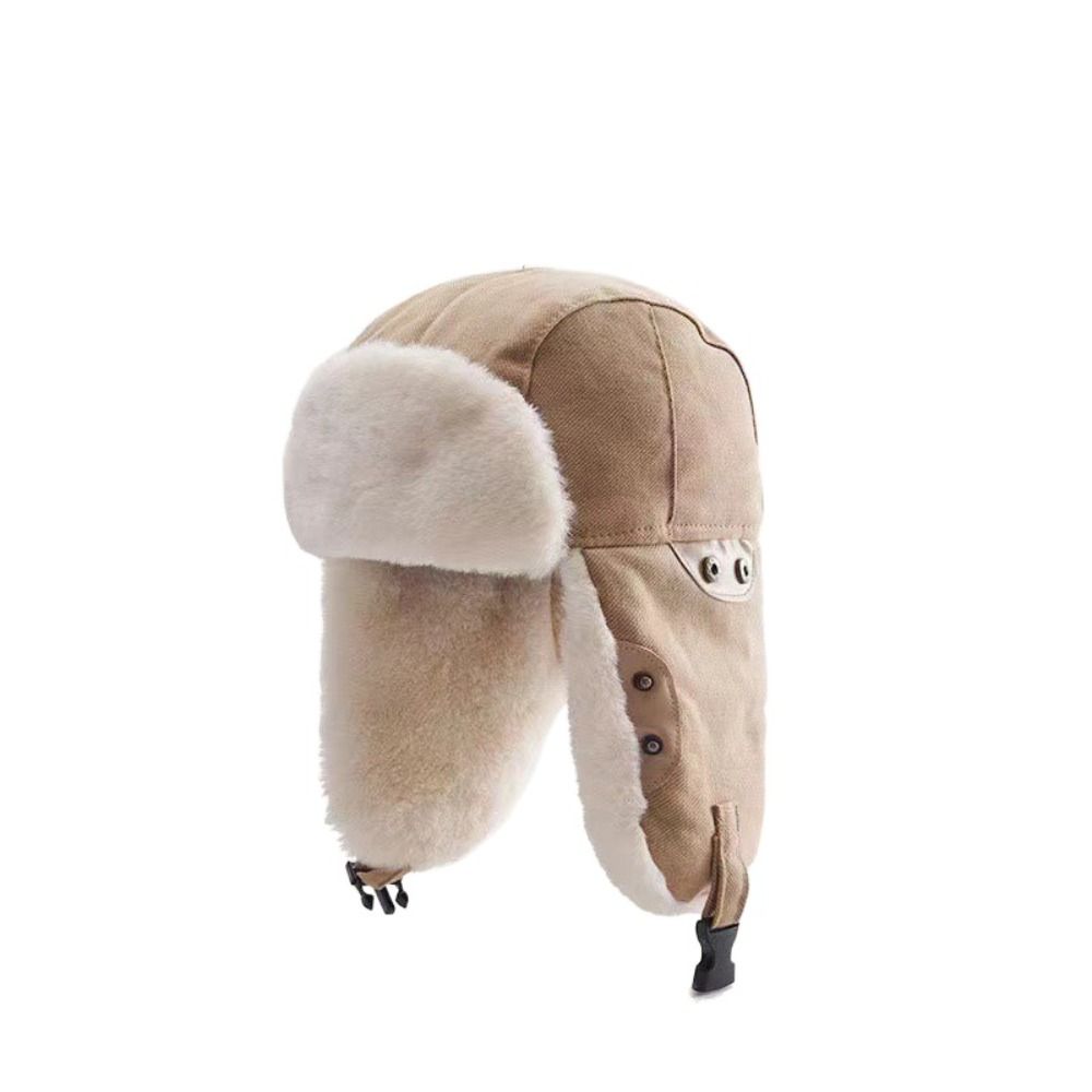 Verdickte Winter-Pilotenmütze Winddichte Damen-Plüschmütze Lässige Ohrenschützmütze Skifahren