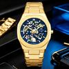 Mens Automatic Self Winding Mechanical Watches Skeleton Hollow Dial Steel Band Luminous Square Wristwatch Waterproof