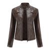 Women's Leather Coat Fashion Trend Simple Autumn Winter Stand Collar Zipper PU Leather Motorcycle Jacket for Women