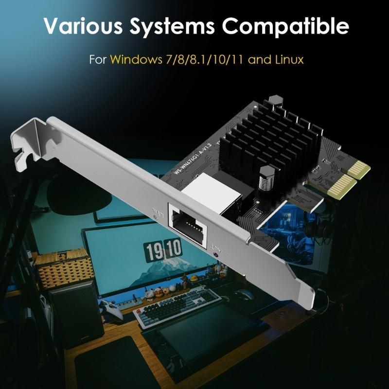 Fast Speed 2.5 Gigabit Ethernet PCIE Networking Card, RJ45 LAN Adapter for Desktop, Windows10/11