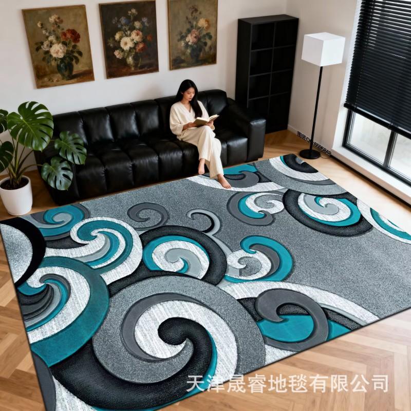 Soft Crystal Velvet Area Rug Living Room Bedroom Balcony Geometric Washable Modern Luxury Style