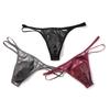 1Pc Underwear Low-waist Panties Men Thin Pouch Bulge Pouch Lingerie Solid Color Polyester Fiber Thongs
