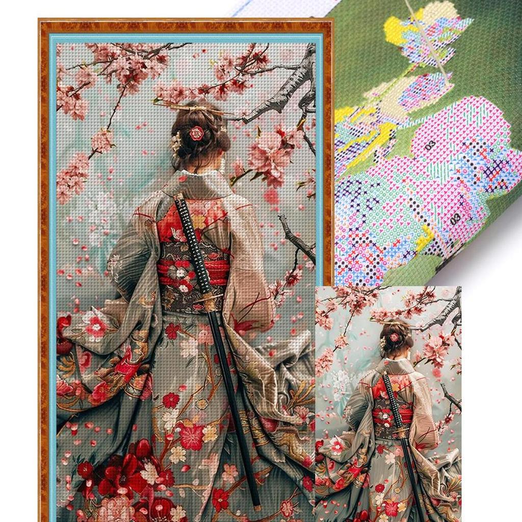 Full Embroidery cotton Thread 14CT Printed Girl Cross Stitch Kit Art