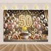 50th Birthday Party Decoration Backgound Surprise Colorful Glitter Balloon Cake Gift Banner Family Happy Photography Studio Prop