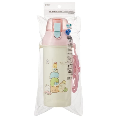 Skater Children's Plastic Water Bottle, 800ml, Antibacterial, Sumikkogurashi Design, for Girls, Made In Japan, PSB8RAG-A