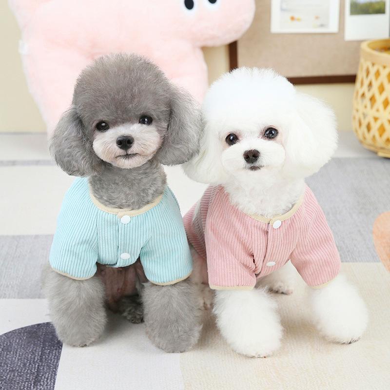 Pet Autumn Winter Corduroy Jacket, Dog Lambswoon Lining, Teddy Bear with Winter Corduroy Legs Jacket Dog Clothes for Small Dogs