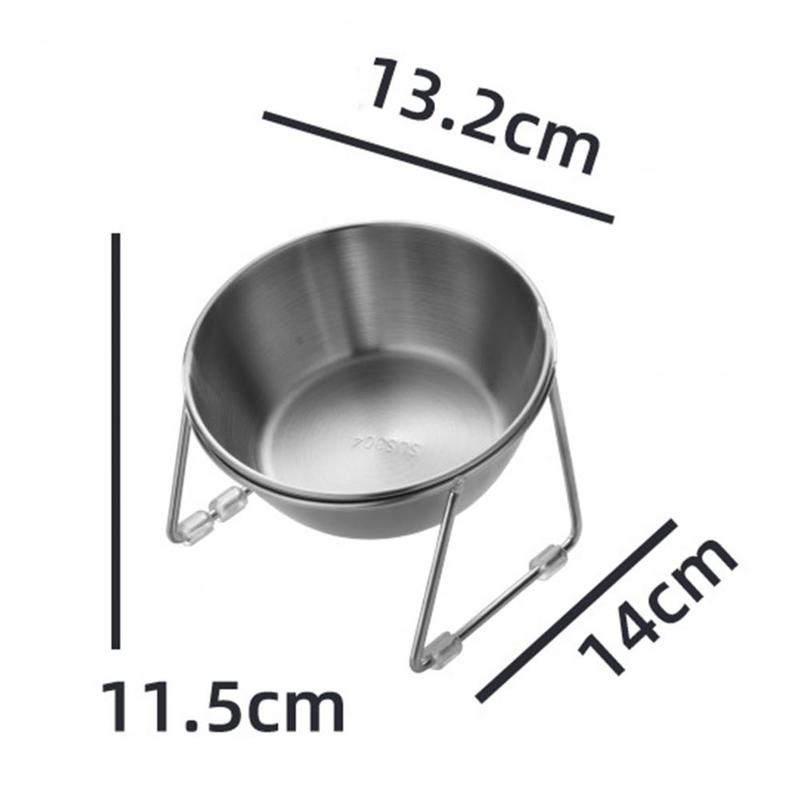 Stainless Steel Elevated Cat Bowl Tilted Raised Cat Bowl With Metal Stand Pet Feeding Dish To Prevent Fatigue For Cat And Dog