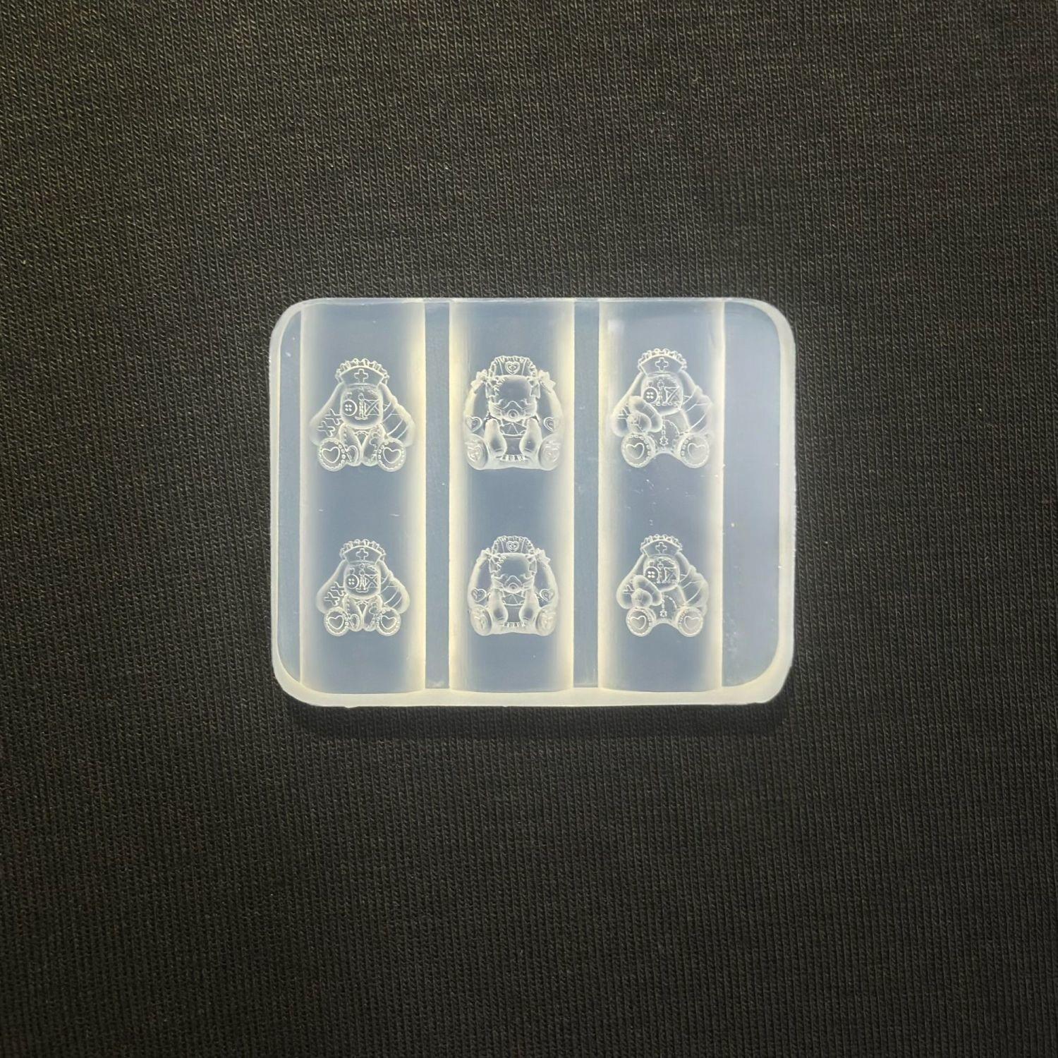 High-Transparency 3D Cartoon Bear & Bow Nail Art Silicone Mold