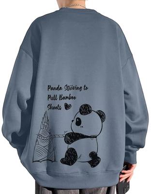 Bligo Fall Long Cute Panda Plus Sizes Loose Drop Solid Stylish Korean Men's Sweatshirt, Sleeve, Print, Available, Fit, Casual, Shoulder, Comfortable,