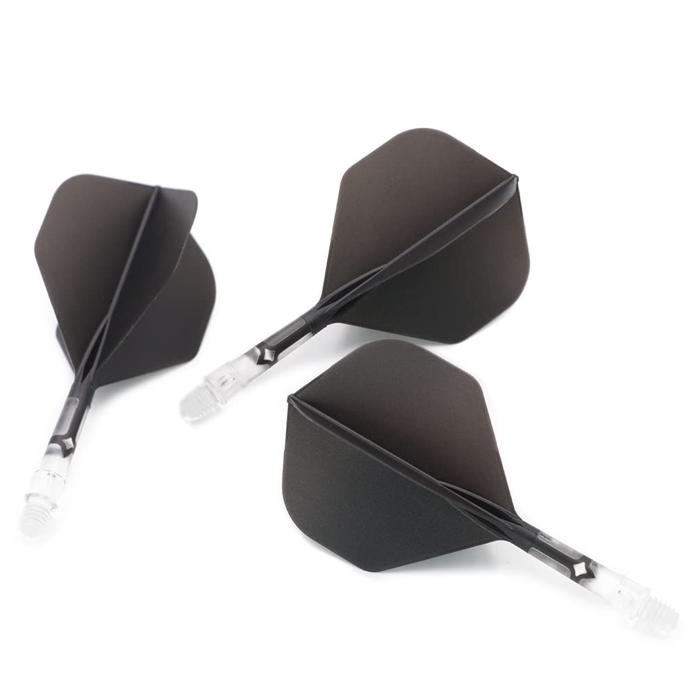 CUESOUL Integrated Dart Flights And Shafts ROST T19 Two Tone 2 Material Mix Big Standard Shape 3 Sets Black Flights Clear Shaft Size S CS-AK57DB1S
