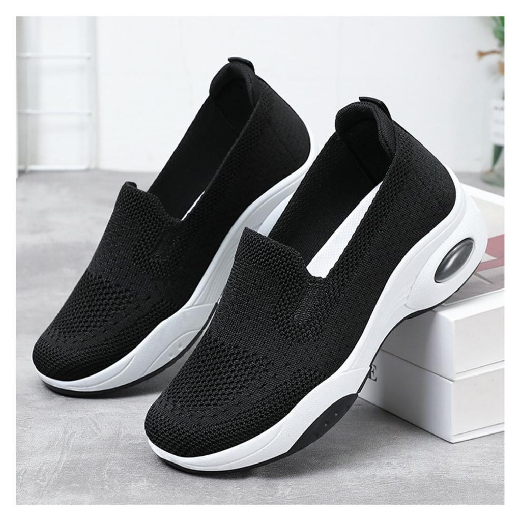 Women's Summer New Thick Soled Woven Fabric Shoes, Casual One Foot Sponge Shoes