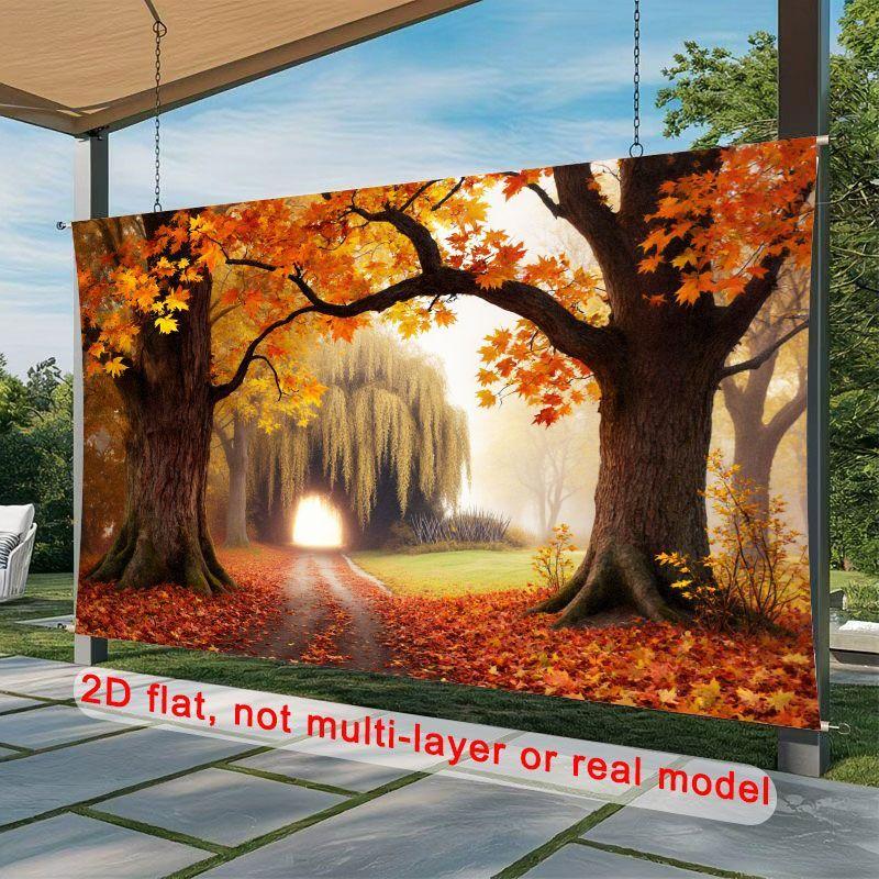 2D Flat Design 1-piece Autumn Tree Banner Suitable for Autumn Parties and Weddings