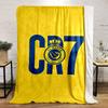 Blue "CR7" Text with Al Nassr FC Logo On a Yellow Background. for All Seasons Blanket Lunch Break Throw Gift