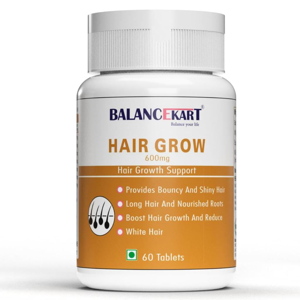 BalanceKart Ayurvedic Hair Grow 600mg Tablets for Men & Women | Hair Growth & Hair Fall Control Supplement | Supports Strong, Thick & Healthy Hai