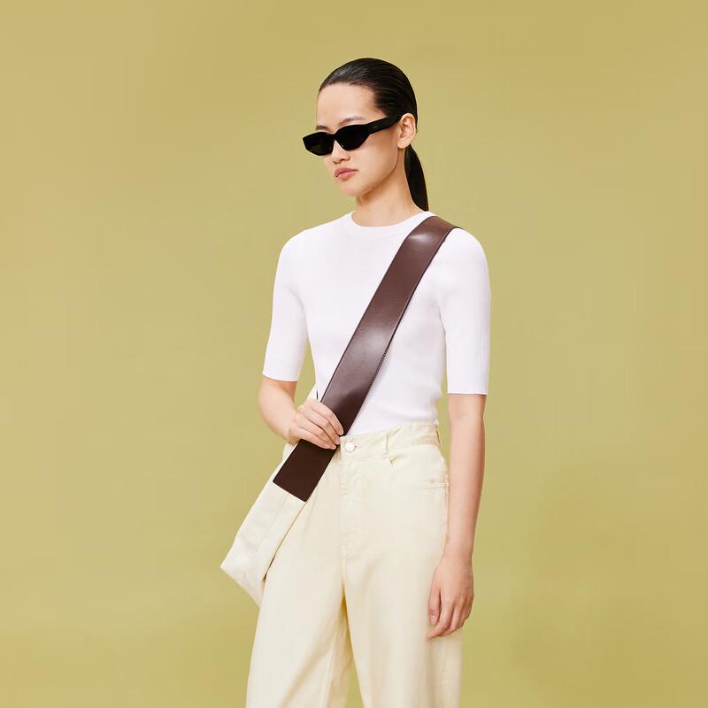 

LESS 2024 Spring Short-Sleeve Round Neck Knit Sweater L