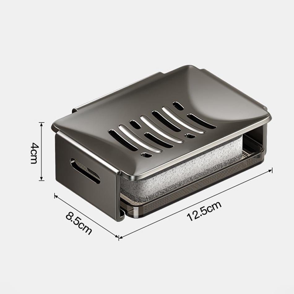 Bathroom Soap Box Adhesive White Grey Aluminum Wall Mounted Washroom Lavatory Kitchen Hand Wash Shower Soap Dish Holder Rack