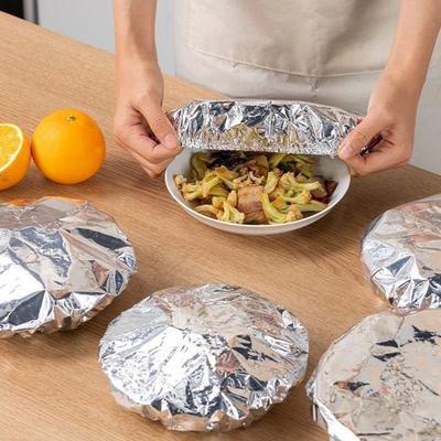 50 Stück Wiederverwendbare Isolierabdeckungen aus Aluminiumfolie - Umweltfreundliche Küchen-Lebensmittelabdeckungen für Schüsseln & Geschirr zur Aufbewahrung für die Küche
