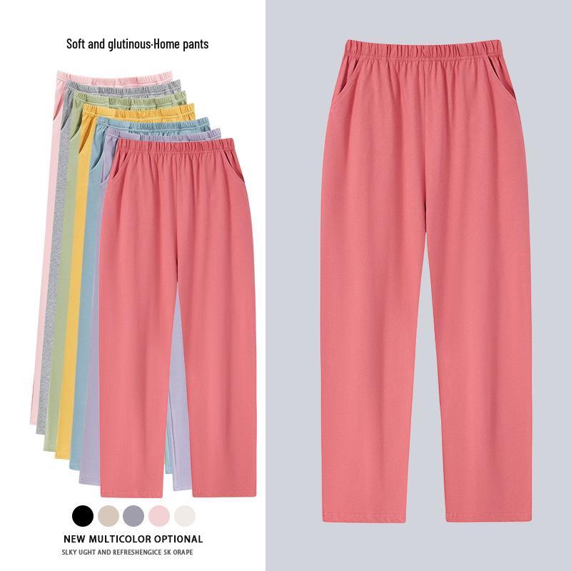 Aifen Teng Women's Loose Fit Cotton Pajama Pants: Summer, Solid Color, Plus Size, Straight Leg, Wear Indoors or Outdoors.