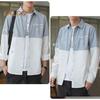 Vår høst herre skjorte turn-down krage trykt colorblock button-down cardigan løs Streetwear Young Cargo Style skjorte kåpe