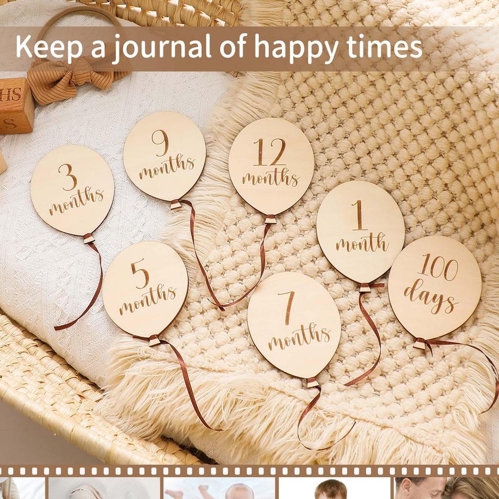 Monthly Balloons, Wooden Party Supplies, Photo Props, Toddlers, Boys,
