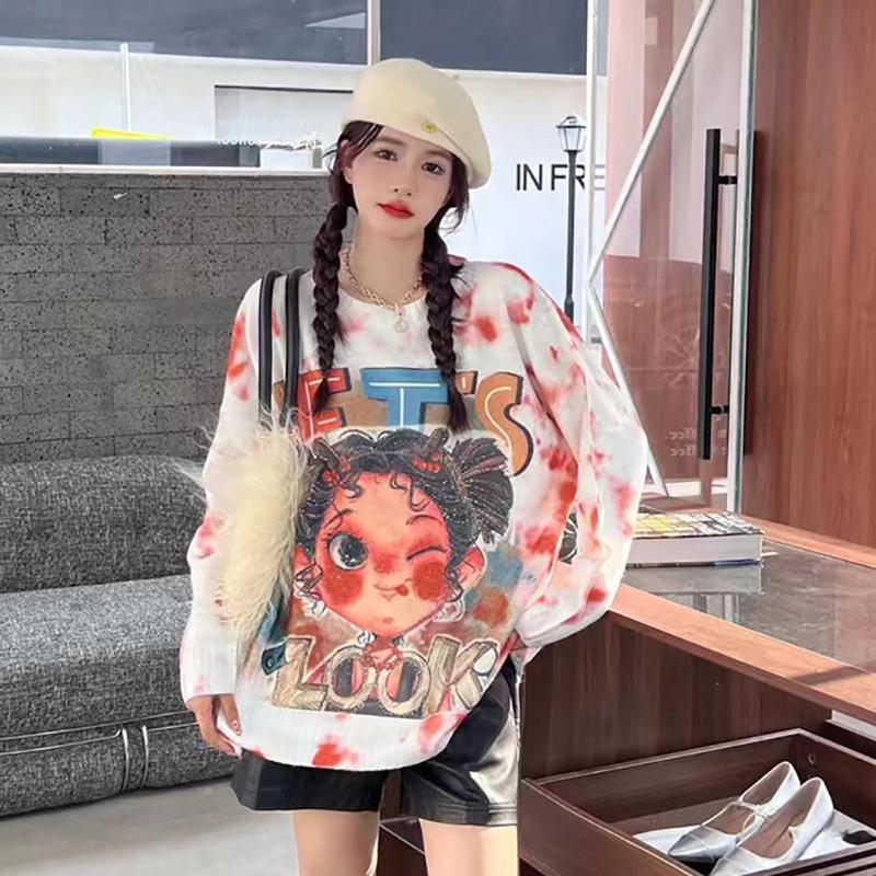 Girls' Knit Sweater with Stylish Print - 2024 Autumn/Winter Collection