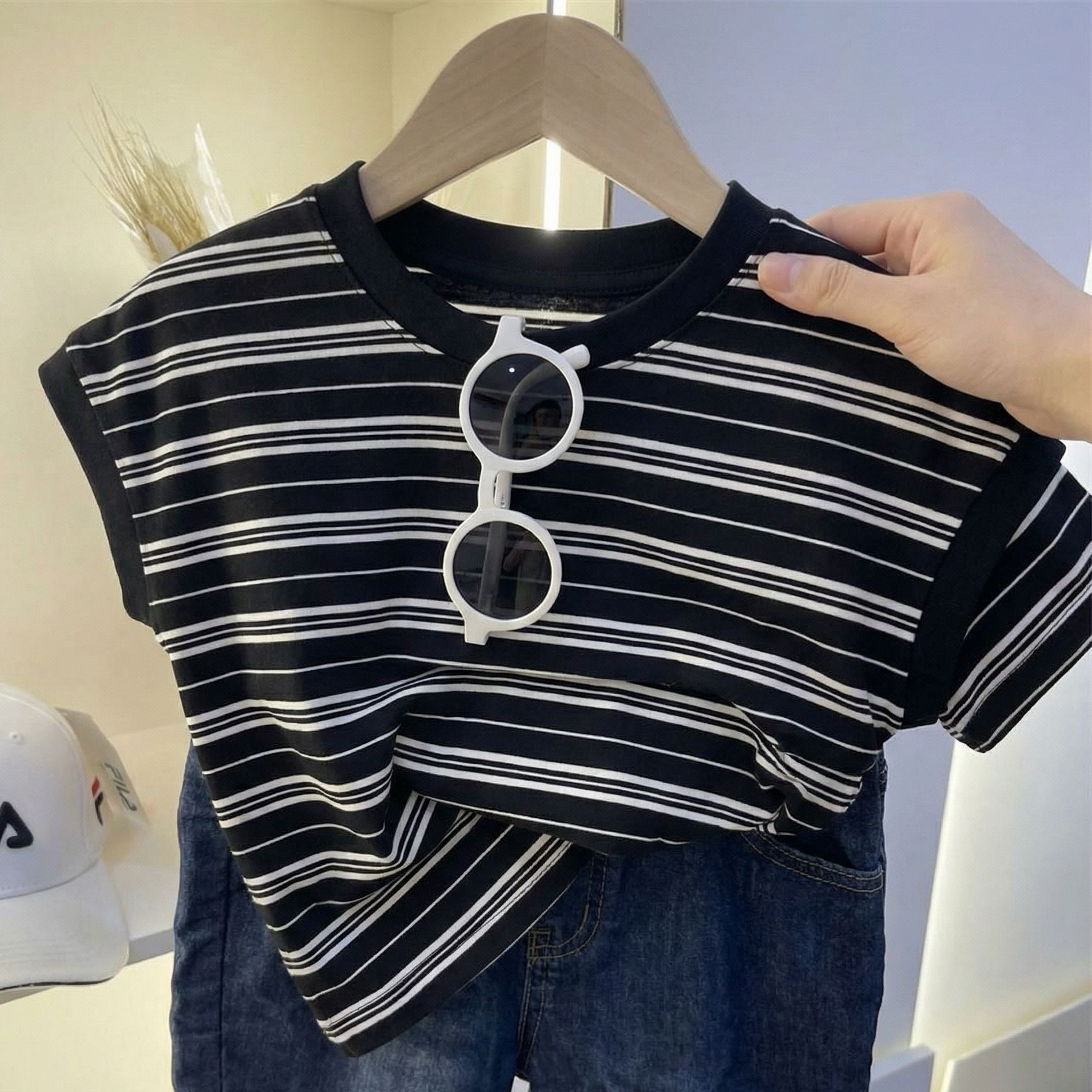 Boys Lightweight Striped Short Sleeve T Shirt for Summer Casual Wear 80