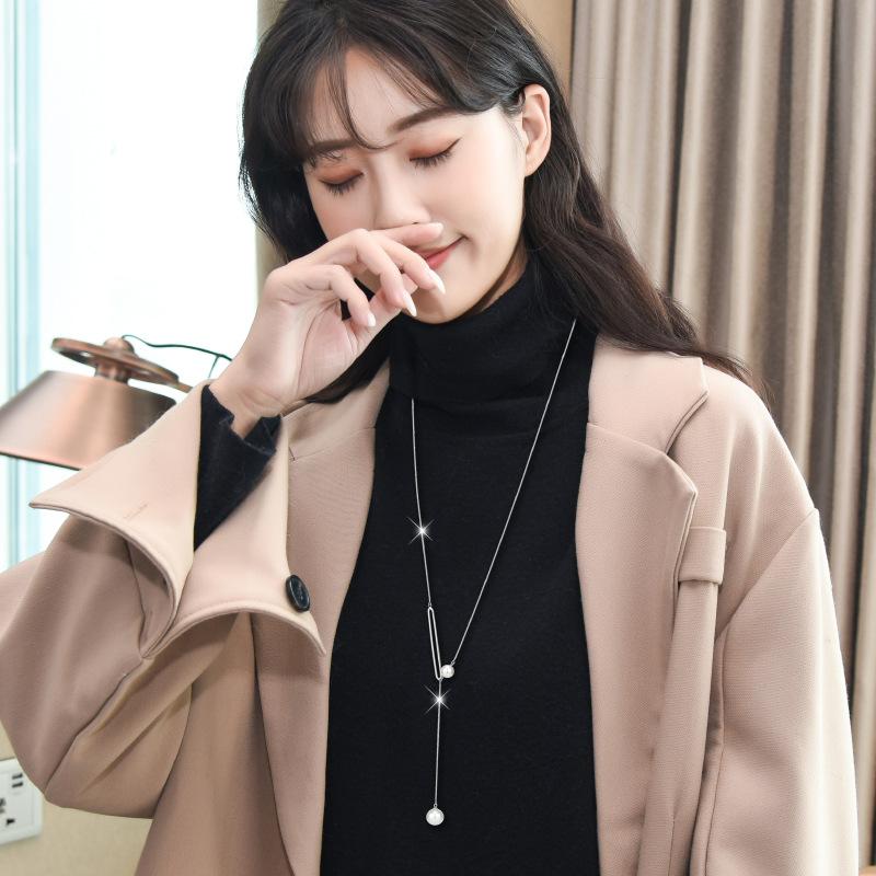Long Trendy Womens Sweater Necklace Featuring Exquisite Pearl And Details Tassel