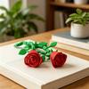 3D Printed Rose Figurine with Stem Articulated Red Rose Flower with Movable Joints Romantic Floral Ornament for Home Desktop Decor