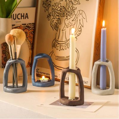 Nordic Home Desktop Storage Decorations Ceramic Creative Pen Holder Candlestick Makeup Pen Storage Shelf Multi Functional