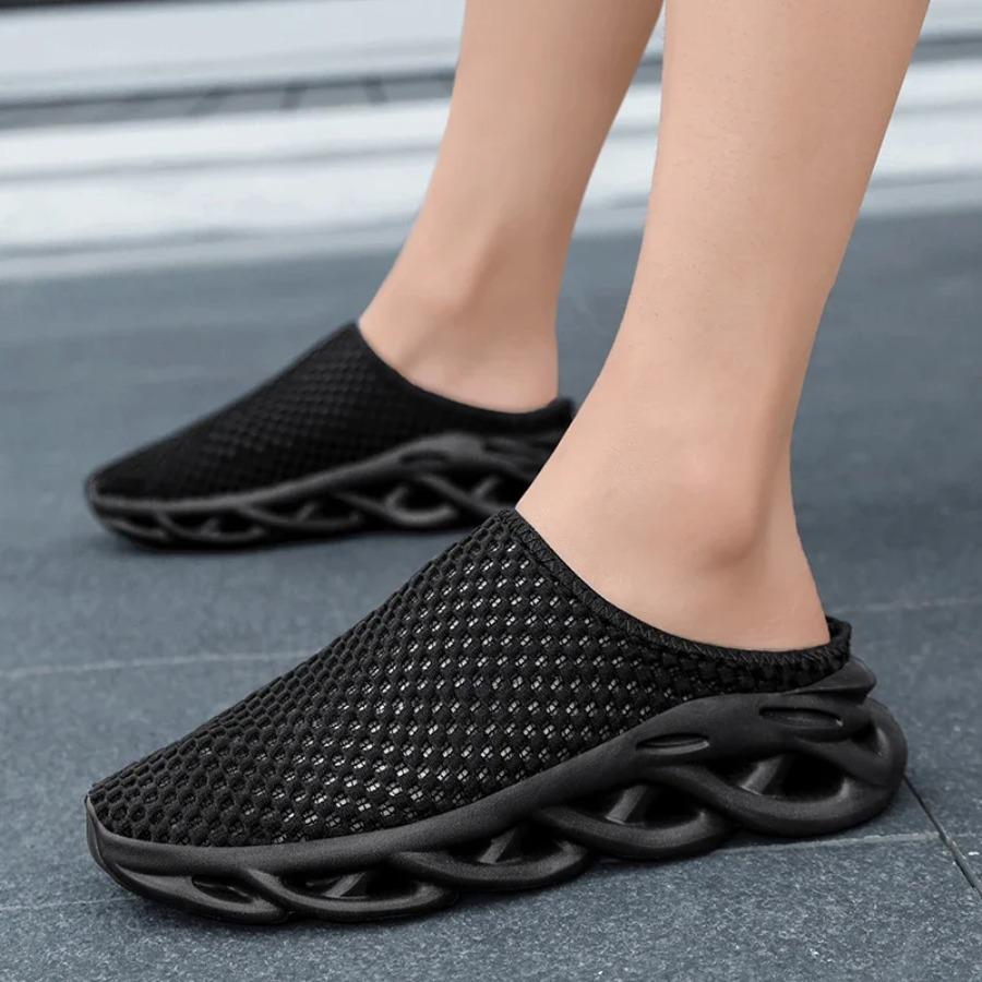 2025 Breathable Mesh, Summer Men's Large-sized 48 Lightweight, Anti-slip and Comfortable Half-support Casual Sports Flat Shoes